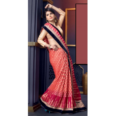 Awesome Orange Colored Embroidered Viscose Saree